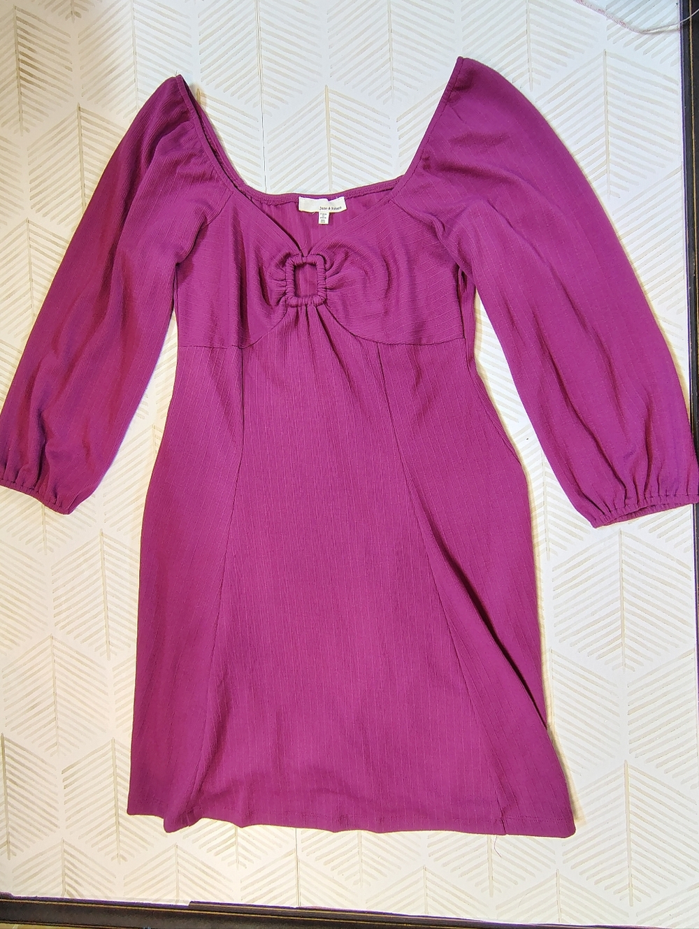 June And Hudson Women's Balloon 3/4 Sleeve Magenta Mini Dress‎ Medium